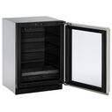 24" Stainless Glass Door Refrigerator, LHH Lock image number 2