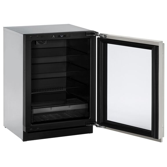 24" Stainless Glass Door Refrigerator, LHH Lock image number 2