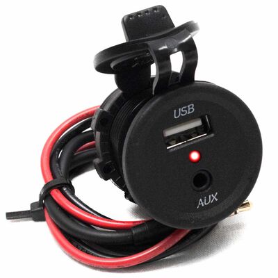 Dual Port Round Socket size with USB and AUX input