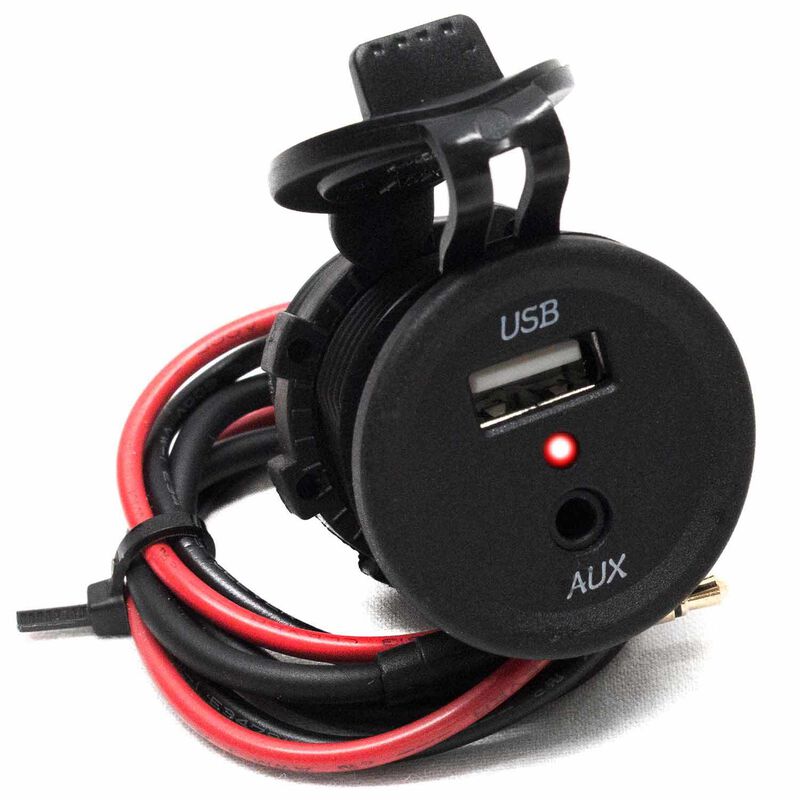 Dual Port Round Socket size with USB and AUX input image number 0