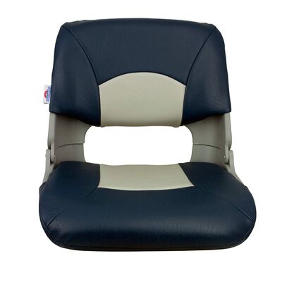 Skipper Folding Seat, Blue And Gray Upholstery With Gray Shell