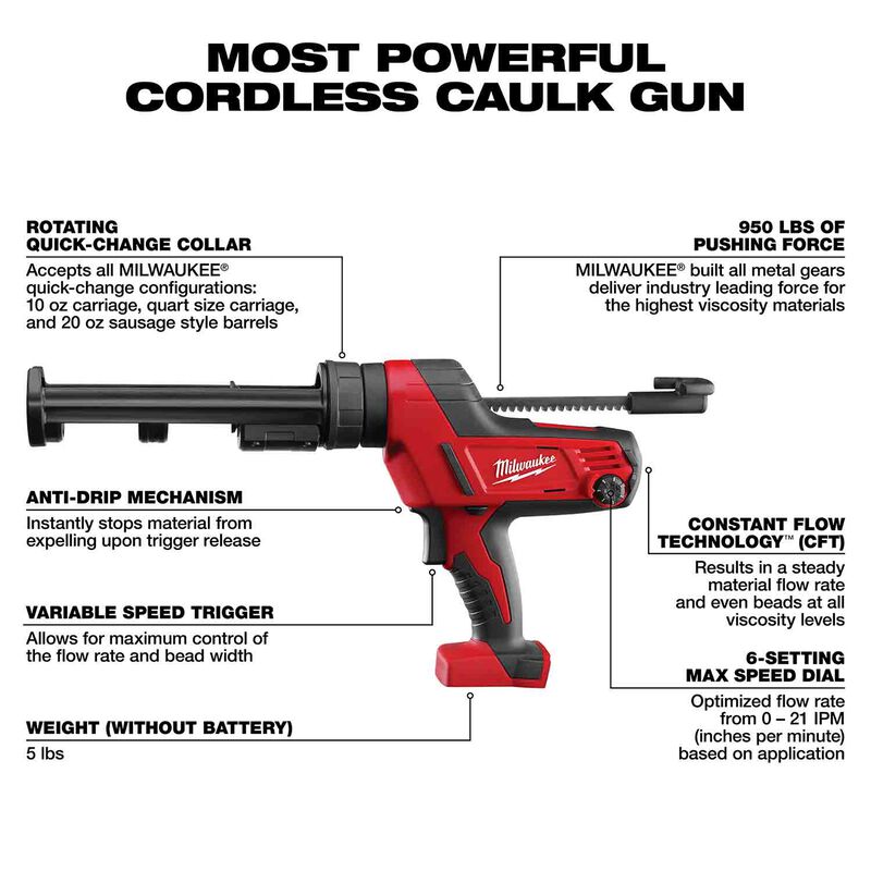 M18™ Cordless 10 oz. Caulk and Adhesive Gun image number 2