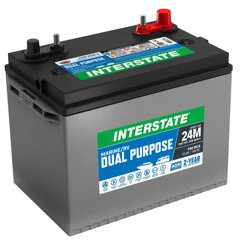 INTERSTATE BATTERIES Group 24M Dual Purpose AGM Battery, 70 Amp Hours West Marine