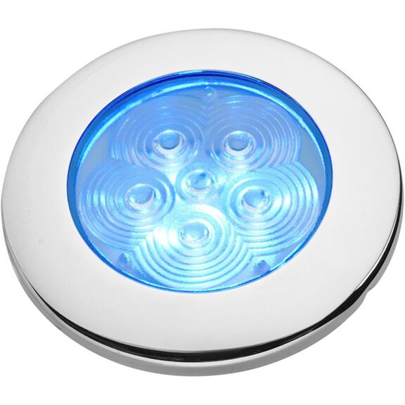 SEAFLO 3" Round LED Ceiling Courtesy Light - Blue LED, Stainless Steel Bezel, 12V image number 0
