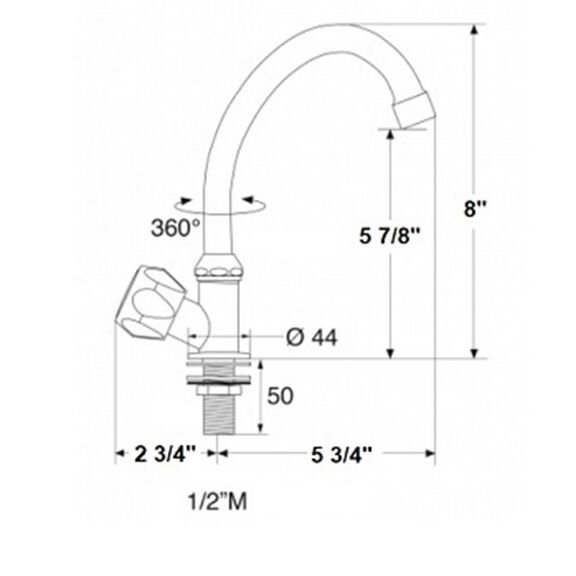 Cold Water Tap with Swivel Spout Marine Faucet, Chrome Finish image number 1