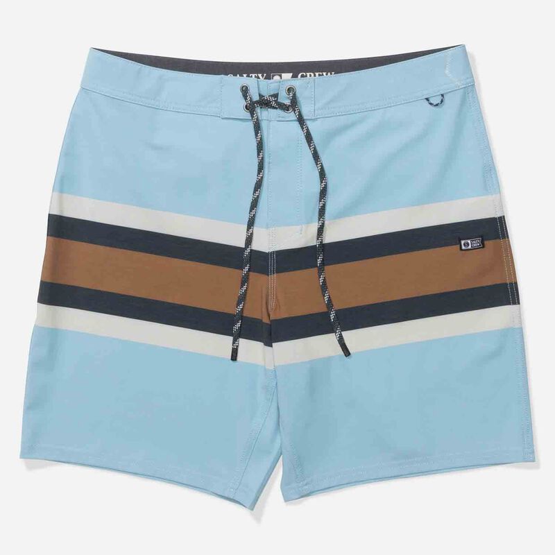 Salty Crew Men's Crew Stripe Board Shorts, in Clear Sky, Size 38 | by West Marine