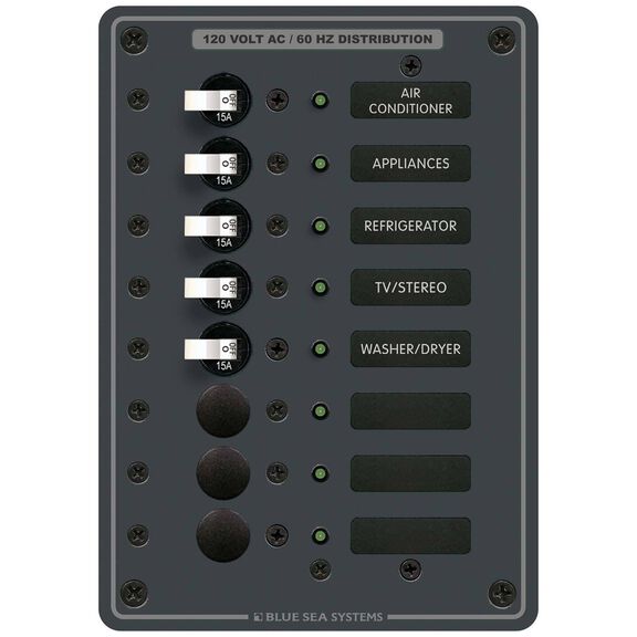 8-Position AC Circuit Breaker Panel, 5 Circuit Breakers image number 0
