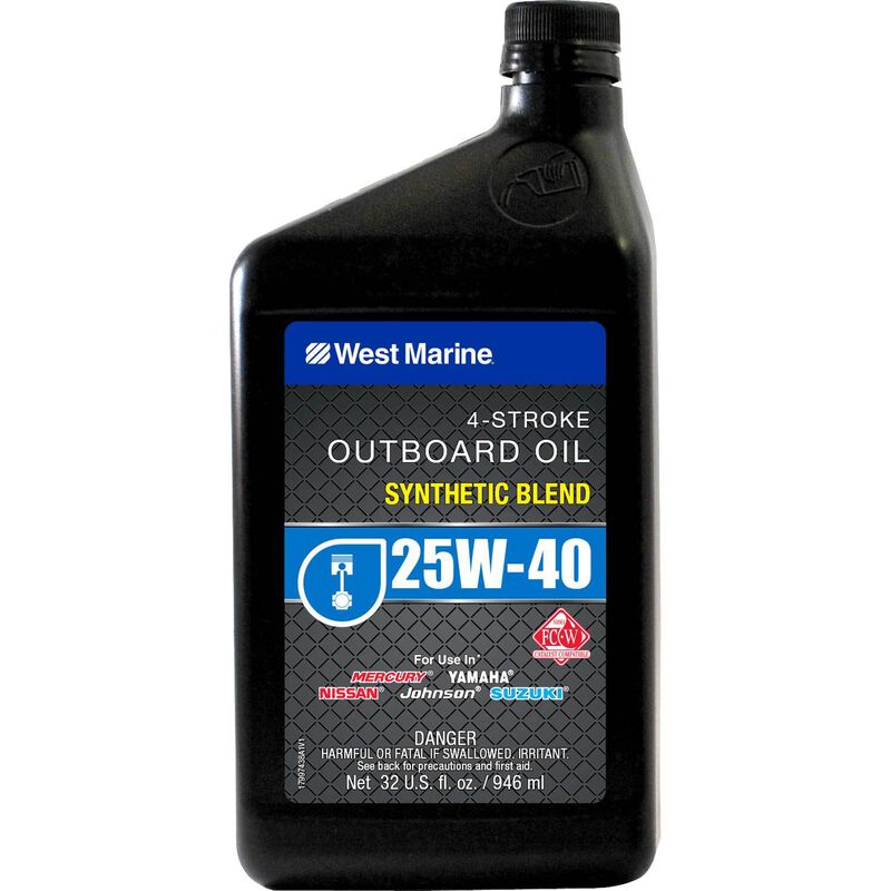 25W-40 4 Stroke Synthetic Blend Marine Engine Oil, 1 Quart image number 0