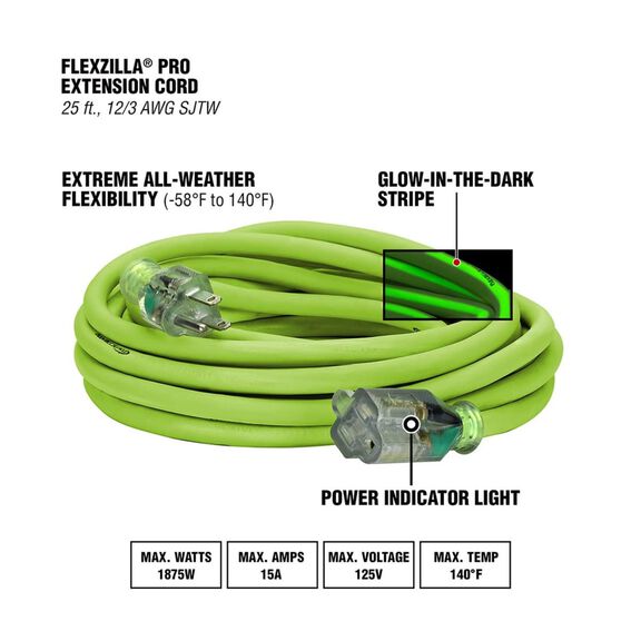 Flexzilla Pro Extension Cord 12/3 AWG 25' image number 2