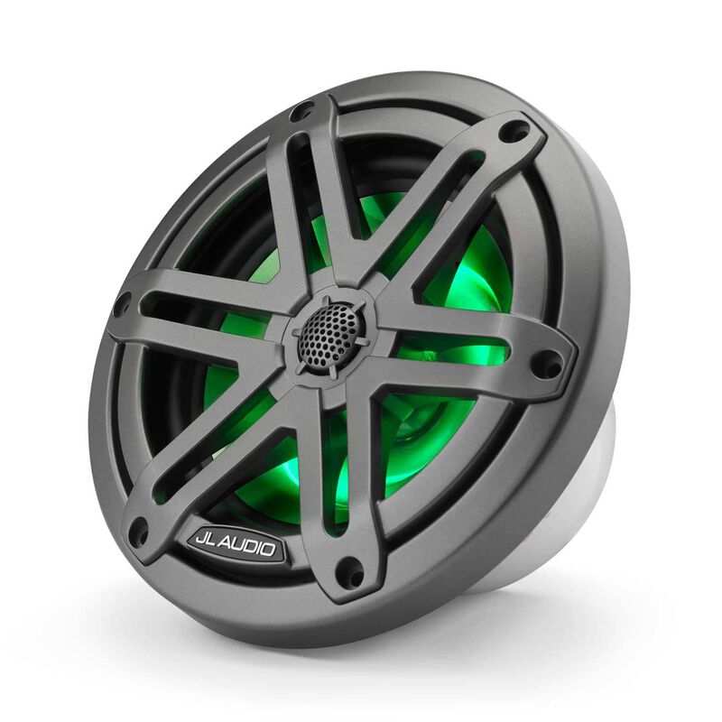 M3-650X-S-Gm-i 6.5" Marine Coaxial Speakers Gunmetal Sport Grilles with RGB LED Lighting image number 1