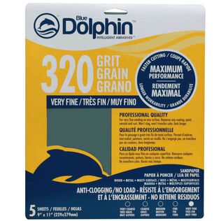 Pro Grade Sandpaper Sheets, 320 Grit, 5-Pack