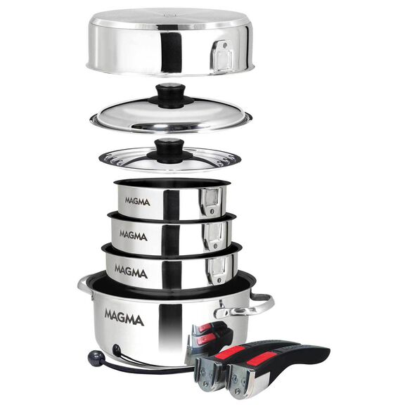 10-Piece Professional Series Gourmet &ldquo;Nesting&rdquo; Stainless Steel Cookware with Ceramica&reg; Non-Stick image number 1