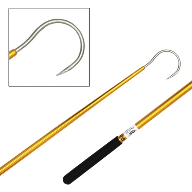 AFTCO Taper Tip Aluminum Gaff - Gold - 6' Handle - 4″ Hook - 3/8″ dia.