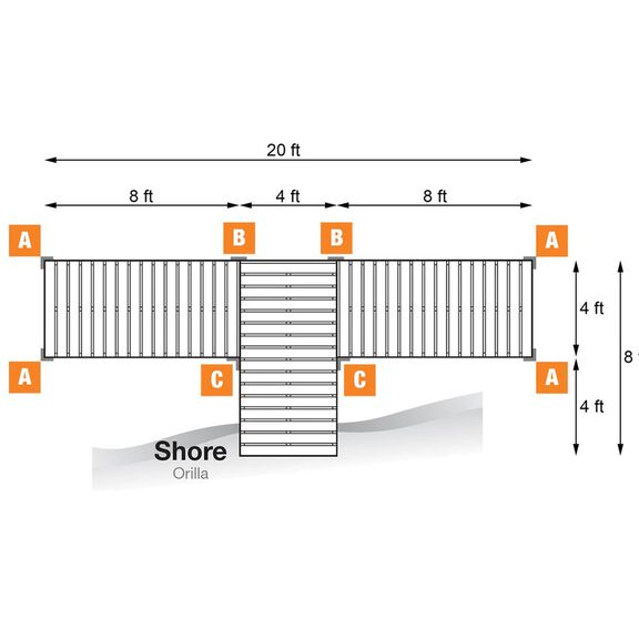 T-Shaped Aluminum Frame with PVC Gray Decking Complete Dock Packages image number 1