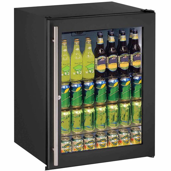 24" Black ADA Compliant Glass Door Refrigerator, With Lock image number 0