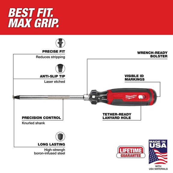 #3 Square 6" Cushion Grip Screwdriver (USA) image number 1