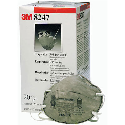 Particulate Respirator 8247, R95, with Nuisance Level Organic Vapor Relief, 20-Pack
