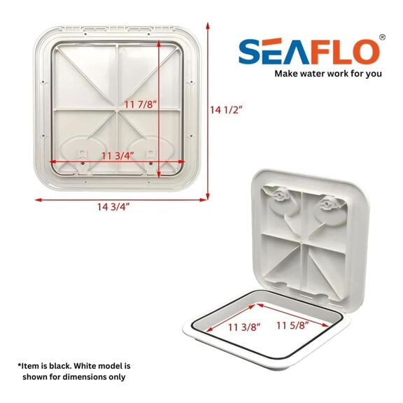 SEAFLO 14.76" x 14.57" Black Rectangular Deck Access Hatch image number 3