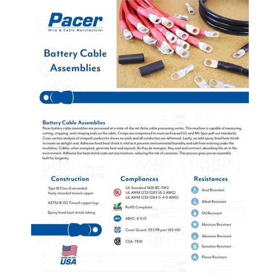 48" Battery Cable Assembly, #2 3/8, Red image number 2