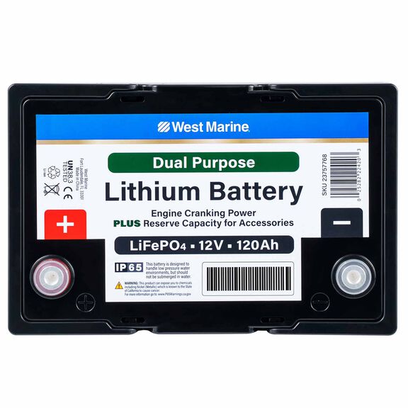 Group 24 Lithium Iron Phosphate Dual Purpose Battery, 12V 120Ah, Certified to ABYC Standards image number 2
