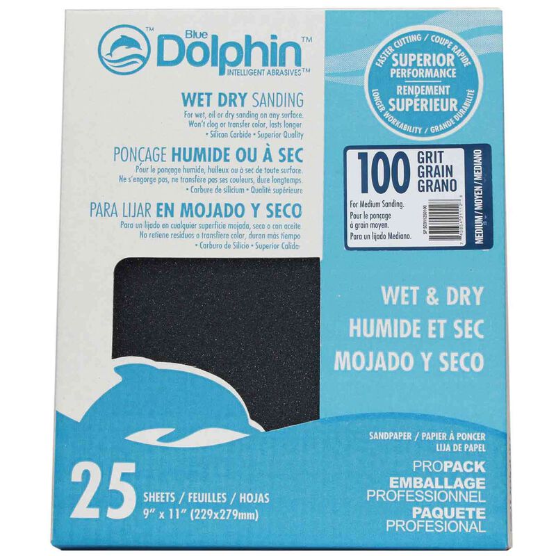 Wet/Dry Sandpaper Sheets, 100 Grit, 25-Pack image number 0