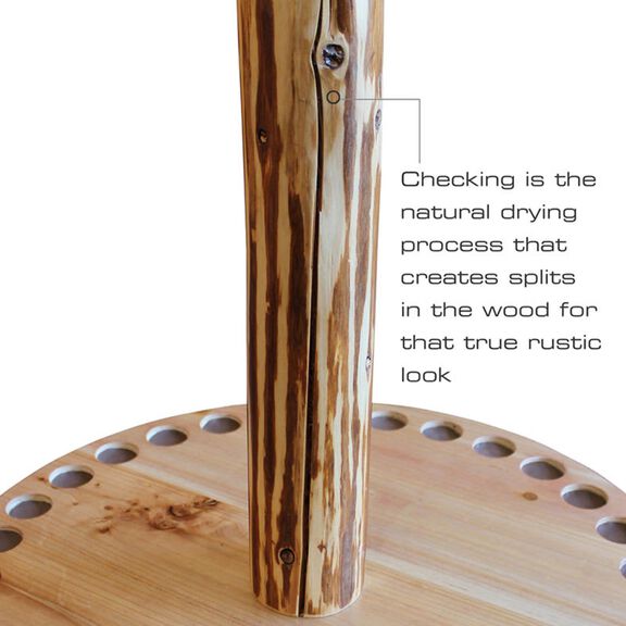 Rustic Wood 30 Fishing Rod Spinning Storage Rack image number 1
