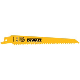 DEWALT 6" 6 TPI Taper Back Bi-Metal Reciprocating Blade for General Purpose Wood Cutting, 2-Pack