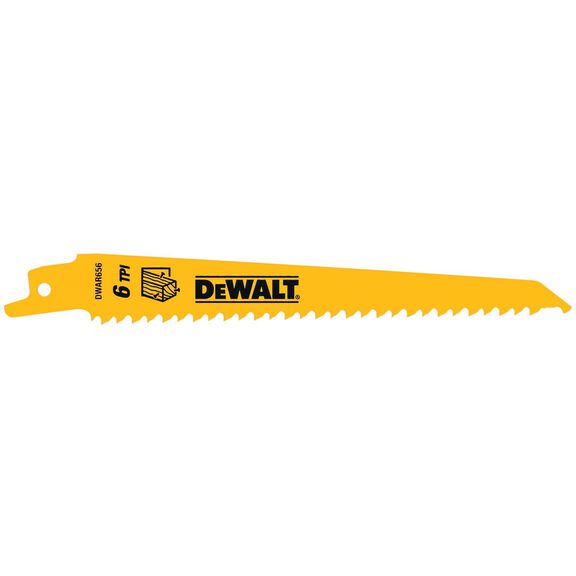 DEWALT 6" 6 TPI Taper Back Bi-Metal Reciprocating Blade for General Purpose Wood Cutting, 2-Pack image number 0