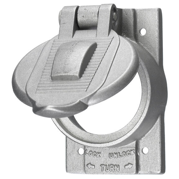 Wallplates and Boxes, Weatherproof Covers, 1-Gang, 1) 50A Twist-Lock&reg; Opening, Standard Size, Cast Aluminum image number 0