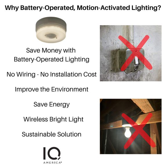 6" IQ America Battery Powered Indoor/Outdoor Motion Activated Ceiling Light, 800 Lumens image number 5