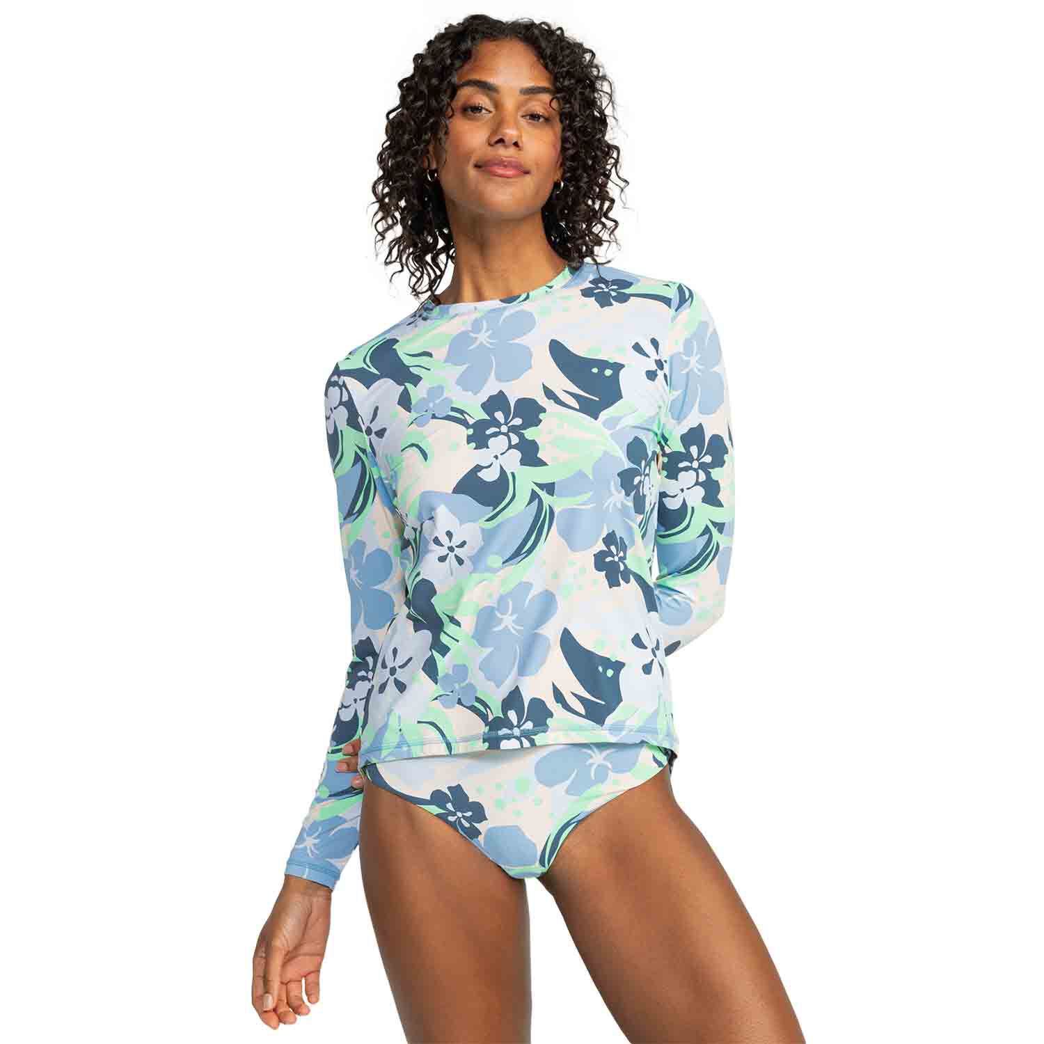 【ROXY】Juniors' Sea Skippin Printed Long-Sleeve Rash Guard ROXY Women's Sea Skippin Printed Rash Guard