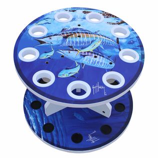 Guy Harvey Wahoo Spinning 9 Fishing Rod Storage Rack, Vertical Fishing Pole Rod Holder