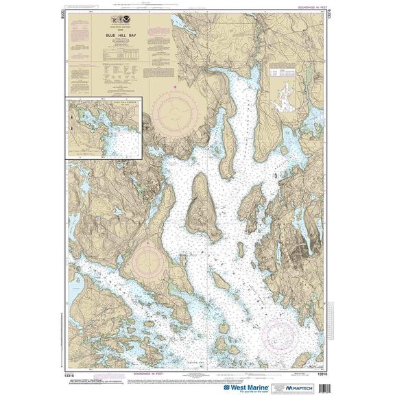 Maptech&reg; NOAA Recreational Waterproof Chart-Blue Hill Bay; Blue Hill Harbor, 13316 image number 0