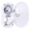 Aidack Transom Shower Hot/Cold Mixer, Arctic White Cup & Lid, Hammer-Head Arctic White Sprayer, 6' White Rubber Hose, Chrome Aidack Handle image number 2