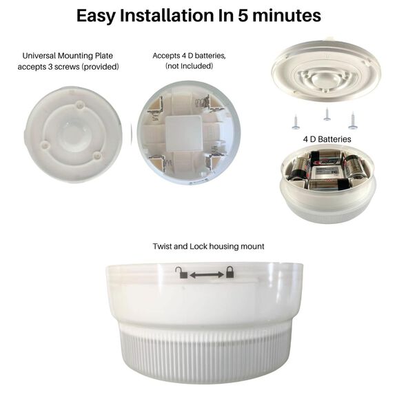 6" IQ America Battery Powered Indoor/Outdoor Motion Activated Ceiling Light, 800 Lumens image number 2