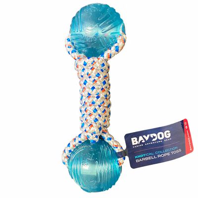 Barbell Rope Toss Dog Toy