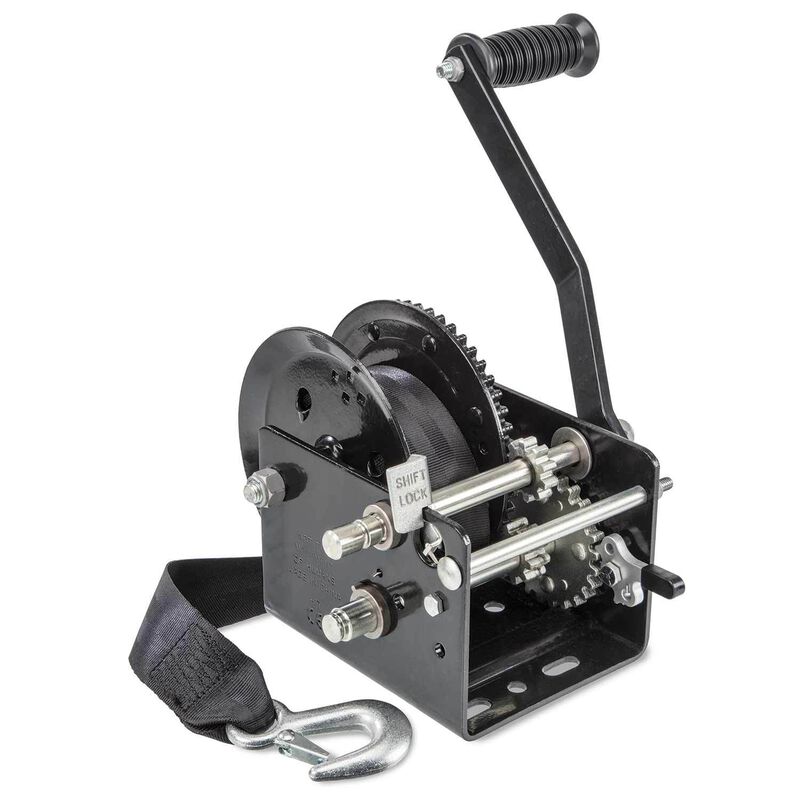 2600 lb. Two Speed Manual Trailer Winch with Strap image number 0