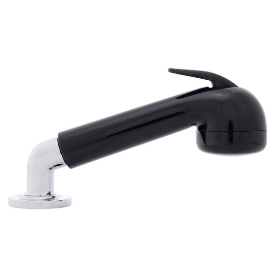 Deck-Mount Sprayer Large Black Sprayer No Hook, w/Elbow, 6' Stainless Steel Hose, Low Profile Holder image number 2
