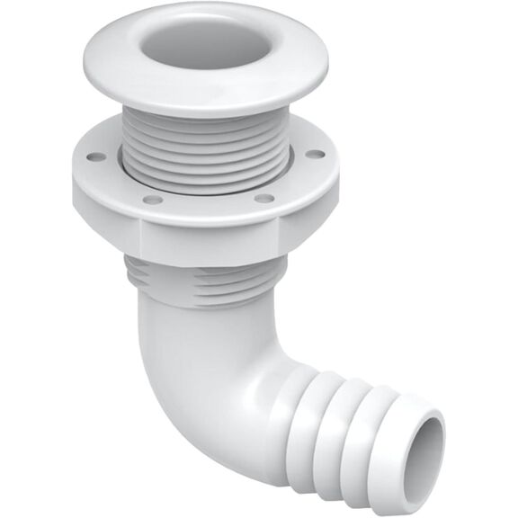 SEAFLO 1 in Angled Thru Hull Fitting with Built-In Check Valve Stainless Steel Cap image number 3