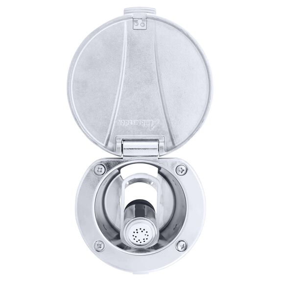 Recessed Shower Chrome Cup with Stainless Steel Lid, Hammer-Head Arctic White Sprayer, 10' White Rubber Hose image number 5