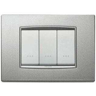 Vimar Eikon 3-Module Classic Cover Plate, Refined Metal, Matt Silver, Next Frame