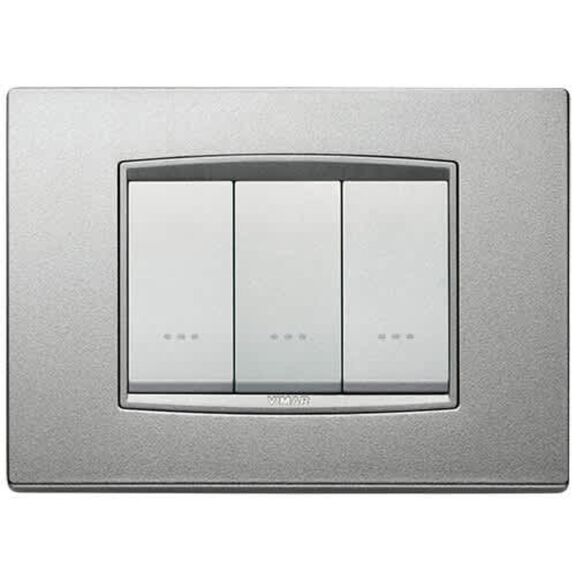 Vimar Eikon 3-Module Classic Cover Plate, Refined Metal, Matt Silver, Next Frame image number 0