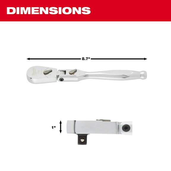 3/8" Drive 9" Flex Head Ratchet image number 2