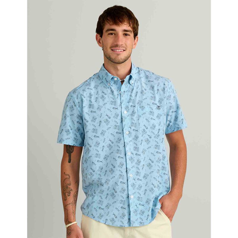 Huk Men's Kona Printed Shirt, in Shipyard, Size Medium | by West Marine