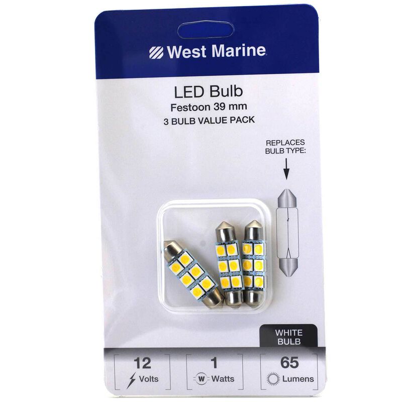 WEST MARINE Festoon 39mm LED Bulbs, 3Pack West Marine