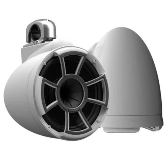 Wet Sounds REV 10 White Special Edition Revolution Series 10" Matte White Tower Speakers with Silver Aluminum Fixed Clamps (Pair) image number 0