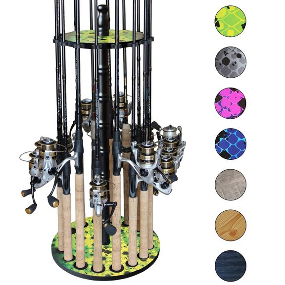 Green/Yellow 16 Round Rod Rack - Wood Post image number 0