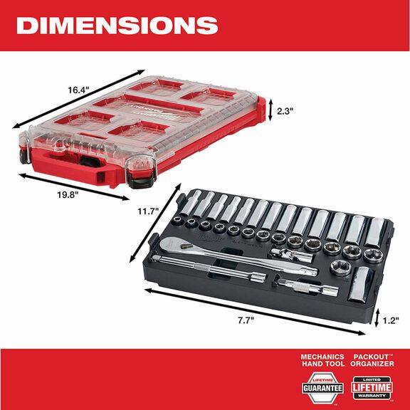 3/8" 32 Pc. Metric Ratchet and Socket Set in PACKOUT&trade; Organizer image number 3