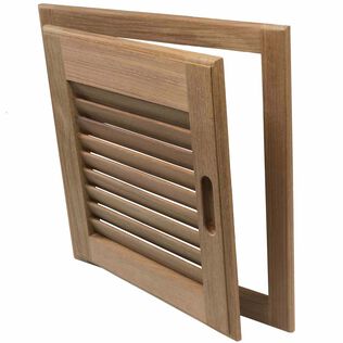 Right Hand Teak Louvered Door & Frame, 15" x 15"
