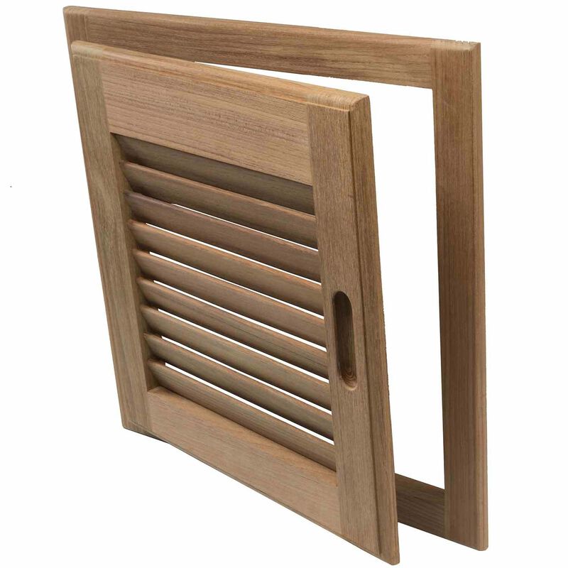 Right Hand Teak Louvered Door & Frame, 15" x 15" image number 0